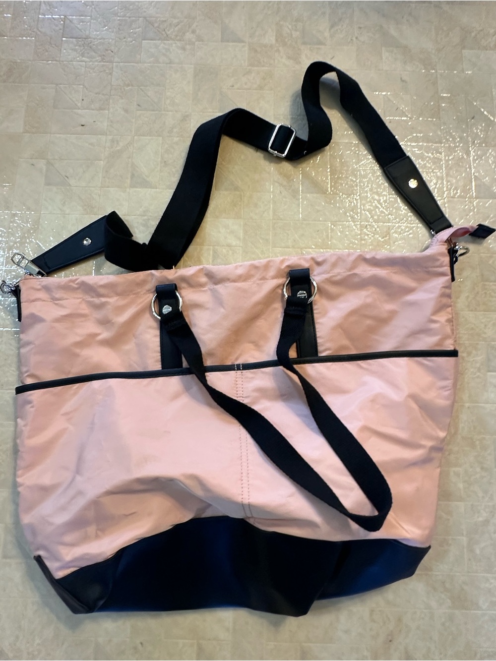 Madden Girl Pink and Black Convertible Tote